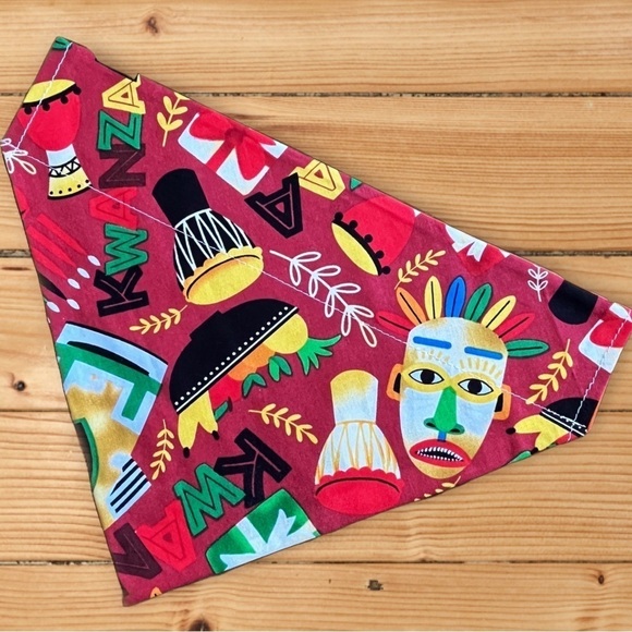 New Kwanza Handmade Reversible Over Collar Dog Bandana XS SM M La… - Picture 2 of 6